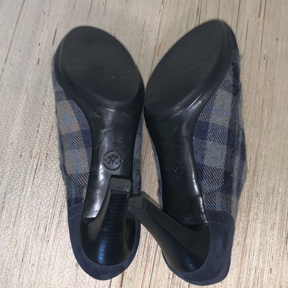 Johnston & Murphy Oxford Heels Sz 9M Office Academia Pinup Blue Gray Suede Wool - Picture 12 of 16